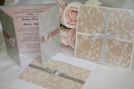 Dusty Pink and Silver Inspiration B Studio Wedding Invitations Style 