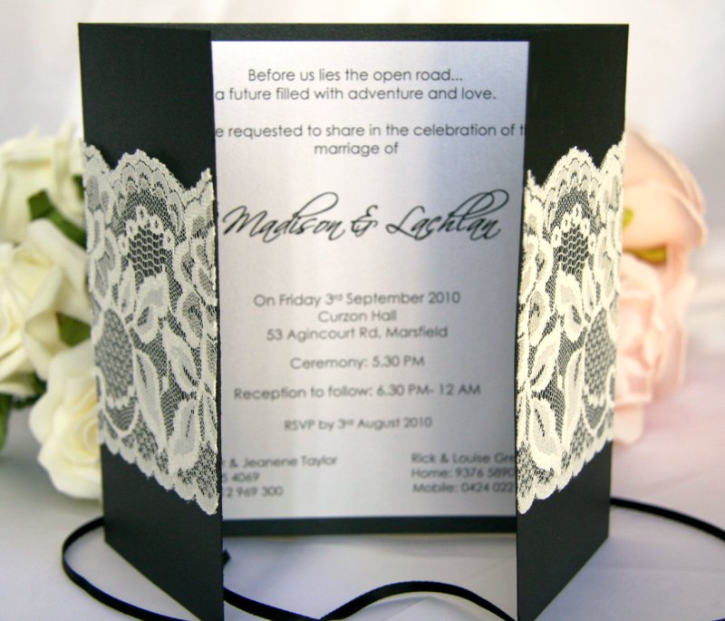 black card and ivory lace embodied in our latest invitation collection