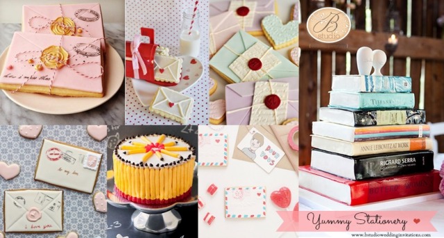 Yummy stationery cookies and cakes- B Studio Wedding Invitations Board